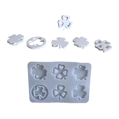 kokdid Silikonharzform, Schmuck-Anhängerformen, vierblättrige Pflanzenform, Silikon-Anhängerformen, Harz-Bastelform für Anhänger von kokdid