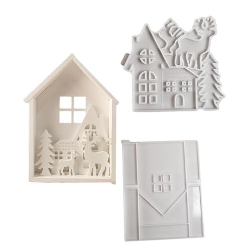 kokdid Tragbares Weihnachts-Rentierhaus-Form-Set zum Basteln und als Heimdekoration, stabiles Silikon und Gips-Option kokdid Tragbares Weihnachts-Rentierhaus-Form-Set zum Basteln und als Heimdekoration, stabiles Silikon und Gips-Option von kokdid