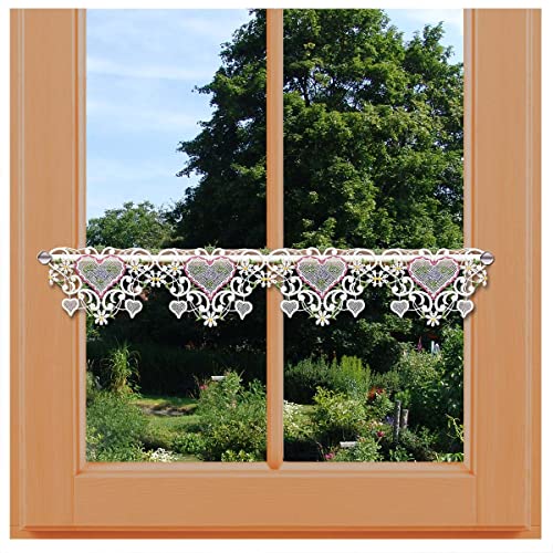 Feenhaus-Scheibengardine Astrid Herz Vogtländische Spitze | Landhaus-Spitzengardine romantisches Blumen-Motiv | charmante Kurzgardine für Frühling und Sommer | Stangendeko Höhe x Breite 16 x 80 cm Feenhaus-Scheibengardine Astrid Herz Vogtländische Spitze | Landhaus-Spitzengardine romantisches Blumen-Motiv | charmante Kurzgardine für Frühling und Sommer | Stangendeko Höhe x Breite 16 x 80 cm von kollektion MT