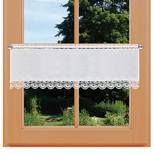 Feenhaus-Scheibengardine Hannah mit Vogtländischer Spitze Landhaus-Kurzgardine in weiß | blickdichter Scheibenhänger für Küche und Esszimmer | edle Bistrogardine Höhe x Breite 32 x 173 cm Feenhaus-Scheibengardine Hannah mit Vogtländischer Spitze Landhaus-Kurzgardine in weiß | blickdichter Scheibenhänger für Küche und Esszimmer | edle Bistrogardine Höhe x Breite 32 x 173 cm von kollektion MT