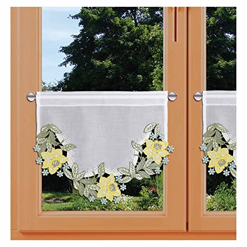 Frühlings-Scheibenhänger Narzisse Vogtländische Spitze Oster-Dekoration | bunte Scheibengardine mit Blumen-Motiv Osterglocke | Kurzgardine für Bad, Küche und Wohnzimmer | Höhe x Breite 30 x 35 cm Frühlings-Scheibenhänger Narzisse Vogtländische Spitze Oster-Dekoration | bunte Scheibengardine mit Blumen-Motiv Osterglocke | Kurzgardine für Bad, Küche und Wohnzimmer | Höhe x Breite 30 x 35 cm von kollektion MT