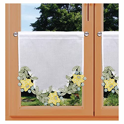 Frühlings-Scheibenhänger Narzisse Vogtländische Spitze Oster-Dekoration | bunte Scheibengardine mit Blumen-Motiv Osterglocke | Kurzgardine für Bad, Küche und Wohnzimmer | Höhe x Breite 40 x 35 cm Frühlings-Scheibenhänger Narzisse Vogtländische Spitze Oster-Dekoration | bunte Scheibengardine mit Blumen-Motiv Osterglocke | Kurzgardine für Bad, Küche und Wohnzimmer | Höhe x Breite 40 x 35 cm von kollektion MT