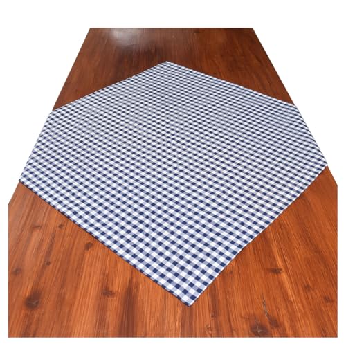 Mitteldecke Hannah - hochwertige Tischdecke Landhaus | weiche Tischdeko blau-weiß kariert | langlebig und pflegeleicht für Esszimmer und Ferienhaus | Tischwäsche rustikal quadratisch 80 x 80 cm von kollektion MT