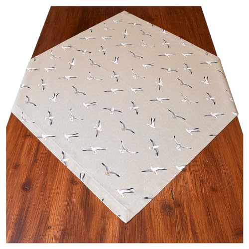 Mitteldecke Ilma Möwe in Natur Maritime Tischdecke 80 x 80 cm quadratisch mit Kuvertsaum von kollektion MT