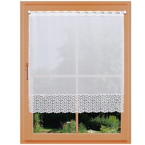 Scheibengardine Carmelita Vogtländische Spitze | moderner Scheibenhänger mit Blätterdesign weiß | zeitlose Kurzgardine mit Sockelspitze handgefertigt | hochwertige Landhausgardine HxB 100 x 64 cm Scheibengardine Carmelita Vogtländische Spitze | moderner Scheibenhänger mit Blätterdesign weiß | zeitlose Kurzgardine mit Sockelspitze handgefertigt | hochwertige Landhausgardine HxB 100 x 64 cm von kollektion MT