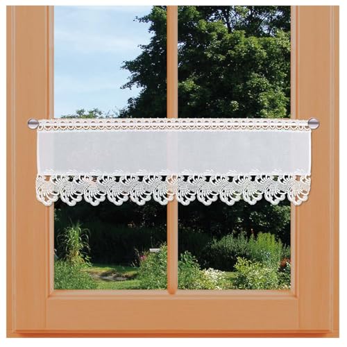 Spitzengardine Mia Vogtländische Spitze Feenhaus-Scheibengardine in weiß | klassisch-zeitlose Kurzgardine mit Ornamenten |Bistrogardine für Wohnzimmer, Küche, Bad | Panneaux Höhe x Breite 30 x 67 cm Spitzengardine Mia Vogtländische Spitze Feenhaus-Scheibengardine in weiß | klassisch-zeitlose Kurzgardine mit Ornamenten |Bistrogardine für Wohnzimmer, Küche, Bad | Panneaux Höhe x Breite 30 x 67 cm von kollektion MT