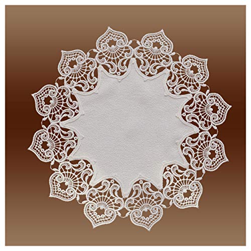 kollektion MT Feines Deckchen Sally Natur Luftspitzen-Rahmendeckchen Echte Vogtländischer Spitze rund 40 cm von kollektion MT