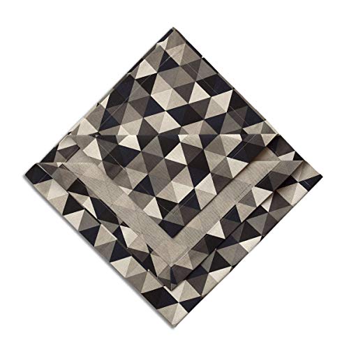 kollektion MT Hochwertige Mitteldecke Hedda in Leinenoptik mit modernem Dreiecksmuster Natur grau blau schwarz 130 x 130 cm von kollektion MT