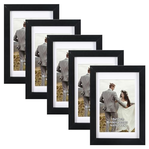 kollyseek 5er Set Bilderrahmen 10x15 cm aus MDF und Acrylglas-Schwarz Fotorahmen Bilderrahmen holz,zum Aufhängen & Aufstellen, Wohnzimmer zum Stellen und Hängen, Schwarz Dekorahmen kollyseek 5er Set Bilderrahmen 10x15 cm aus MDF und Acrylglas-Schwarz Fotorahmen Bilderrahmen holz,zum Aufhängen & Aufstellen, Wohnzimmer zum Stellen und Hängen, Schwarz Dekorahmen von kollyseek