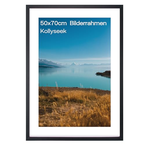 kollyseek Bilderrahmen 50x70 cm aus MDF und Plexiglas-Schwarz Bilderrahmen holz,zum Aufhängen & Aufstellen, Wohnzimmer zum Stellen und Hängen, Schwarz Dekorahmen von kollyseek