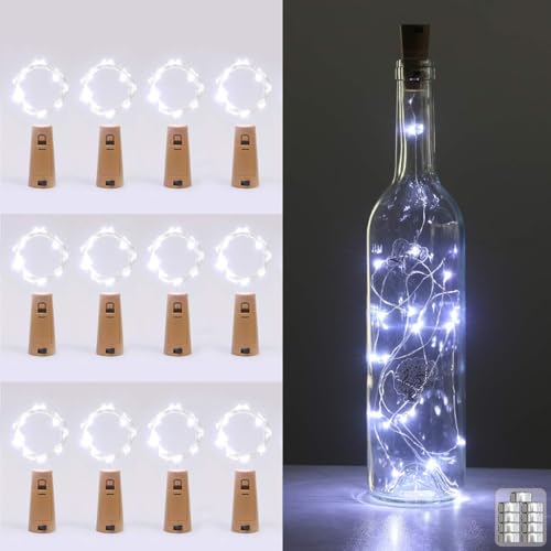 (12 Stück)Flaschenlicht Batterie,kolpop 2m 20 LED Glas Korken Licht Kupferdraht Lichterkette für flasche für Party, Garten, Weihnachten, Halloween, Hochzeit, außen/innen Beleuchtung Deko(Kaltes Weiß) von kolpop