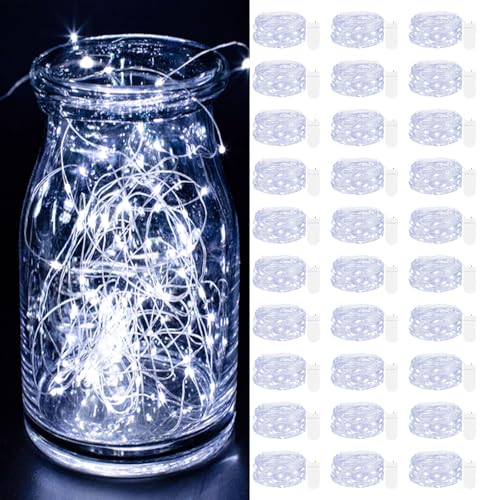 【30 Stück】 LED Mini Lichterkette Mit Batterie, 2M 20 LED Batteriebetrieben, Innen, DIY Klein Wasserdicht für Party Hochzeit Weihnachtsdeko (Kaltweiß) von kolpop