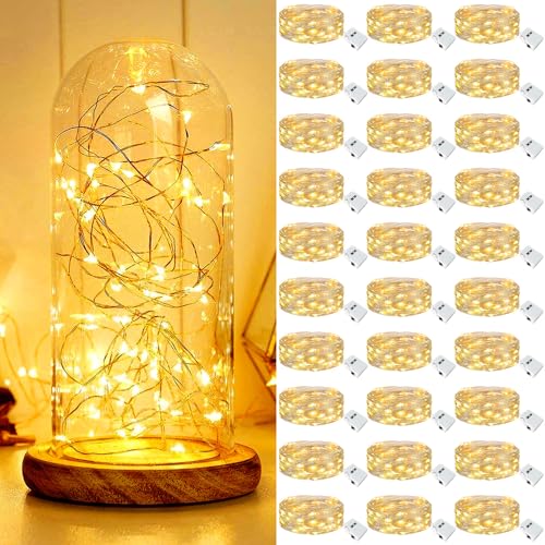 【30 Stück】 Mini Lichterkette mit Batterie, 2M 20 LED Micro LED Lichterketten Batteriebetrieben, Lichterkette Innen, 3 Modi DIY Lichterkette Klein Wasserdicht für Party Weihnachtsdeko (Warmweiß) 【30 Stück】 Mini Lichterkette mit Batterie, 2M 20 LED Micro LED Lichterketten Batteriebetrieben, Lichterkette Innen, 3 Modi DIY Lichterkette Klein Wasserdicht für Party Weihnachtsdeko (Warmweiß) von kolpop
