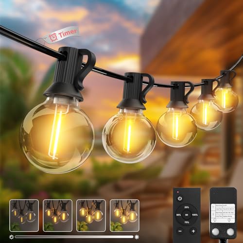Led Lichterkette Außen 23M - 【Timing Dimmbar】 Outdoor Lichterkette Strom 75FT mit 30+3 G40 Glühbirnen Aussen Wasserdicht Warmweiß Fernbedienung Lichterkette Glühbirnen für Party Terrasse Gärten Patio von kolpop