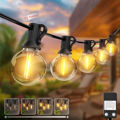 Led Lichterkette Außen 23M - 【Timing Dimmbar】 Outdoor Lichterkette Strom mit G40 30+3 Glühbirnen Aussen Wasserdicht Warmweiß Retro Lichterkette Glühbirnen für Party Terrasse Gärten Patio von kolpop