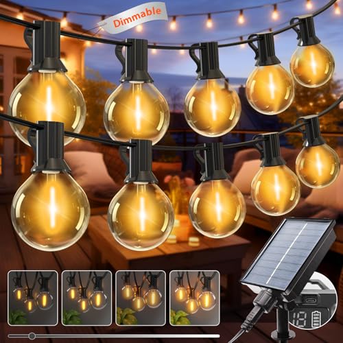 kolpop 2 Stück Lichterkette Außen Solar, 10M 8 Modi G40 Dimmbar Glühbirnen Solar Lichterkette Aussen Wetterfest, Wasserdicht Solarlichterkette für Balkon Garten Pavillon Terrasse Vorzelt, Warmweiß von kolpop