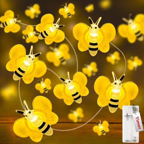 kolpop Biene Lichterkette, 2m 20 Led Lichterkette Innen Batterie mit Timer, Süße Bienen Lichterketten Deko, Bienen Fairy Lights für Garten, Blume, Hochzeit, Kinderzimmer, Weihnachten, Partys kolpop Biene Lichterkette, 2m 20 Led Lichterkette Innen Batterie mit Timer, Süße Bienen Lichterketten Deko, Bienen Fairy Lights für Garten, Blume, Hochzeit, Kinderzimmer, Weihnachten, Partys von kolpop