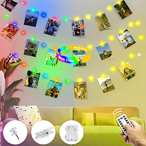 kolpop Fotowand für Zimmer Deko, Lichterkette mit Klammern für Fotos 5M 50LED Foto Lichterkette Batterie Fotoclips Lichterkette für Wohnzimmer, Weihnachten, Hochzeiten, Party Warmweiß Mehrfarbig kolpop Fotowand für Zimmer Deko, Lichterkette mit Klammern für Fotos 5M 50LED Foto Lichterkette Batterie Fotoclips Lichterkette für Wohnzimmer, Weihnachten, Hochzeiten, Party Warmweiß Mehrfarbig von kolpop
