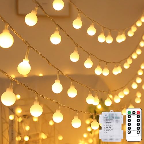 kolpop Lichterkette Batterie Innen, 100 LED Warmweiß Lichterkette Kugeln, Wasserdicht Lichterketten Außen mit Timer Fernbedienung, 8 Modi für Zimmer, Balkon, Hochzeit, Party, Weihnachten Deko kolpop Lichterkette Batterie Innen, 100 LED Warmweiß Lichterkette Kugeln, Wasserdicht Lichterketten Außen mit Timer Fernbedienung, 8 Modi für Zimmer, Balkon, Hochzeit, Party, Weihnachten Deko von kolpop