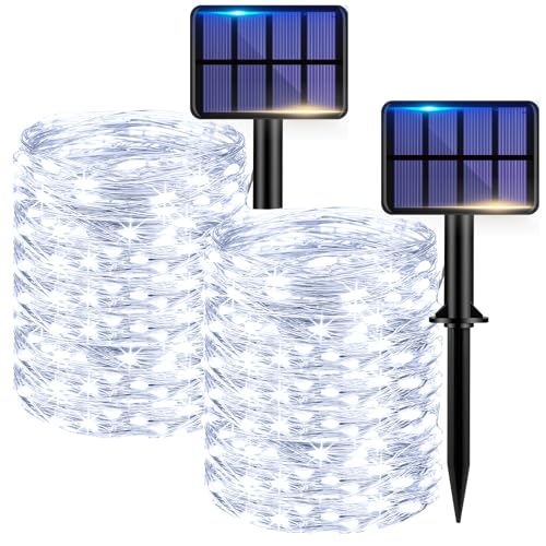 kolpop Solar Lichterkette Aussen, 22M 220 LED Solarlichterkette Außen Wetterfest, 8 Modi Kupferdraht Lichterketten Outdoor für Garten, Terrasse, Balkon, Hof, Hochzeit, Party Deko, 2 Stück Kaltweiß kolpop Solar Lichterkette Aussen, 22M 220 LED Solarlichterkette Außen Wetterfest, 8 Modi Kupferdraht Lichterketten Outdoor für Garten, Terrasse, Balkon, Hof, Hochzeit, Party Deko, 2 Stück Kaltweiß von kolpop
