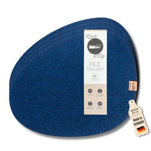 kontor28 - Design Tischsets Fjord aus Upcycling rPET Filz, 100% Made in Germany, Platzsets abwaschbar + schmutz -und wasserabweisend, Tischuntersetzer Filzmatte, Glasuntersetzer, Ozean 6er Set von kontor28