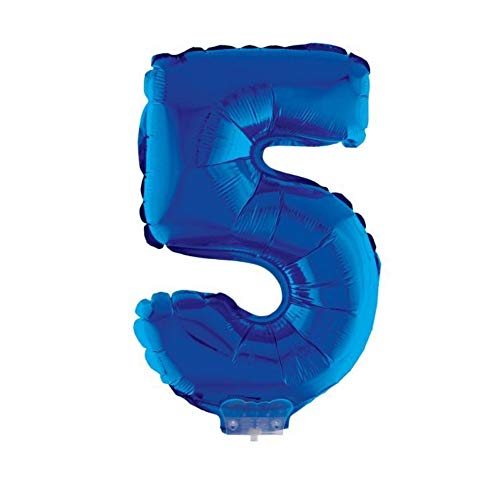 kostüm-paradies Folienballon Zahl 5" am Stab 41 cm, blau , Helium geeignet von kostüm-paradies
