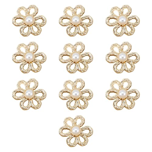 kowaku 10x Blumenjeans Knöpfe Jeans Straffung Taillenschnallen Heuchen Taillenstrahlnähen Sie Knöpfe für Kleid, Hell Gold von kowaku