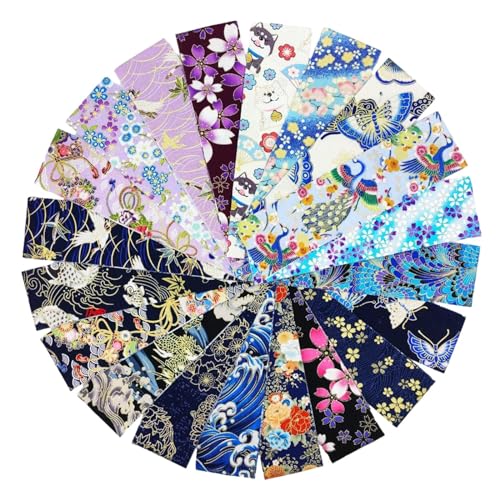 kowaku 20 Stück Quiltstoff im japanischen Stil, langlebige Vintage-Jelly-Roll-Streifen, verdickte Baumwolle für Patchwork-Quiltkissen, B kowaku 20 Stück Quiltstoff im japanischen Stil, langlebige Vintage-Jelly-Roll-Streifen, verdickte Baumwolle für Patchwork-Quiltkissen, B von kowaku