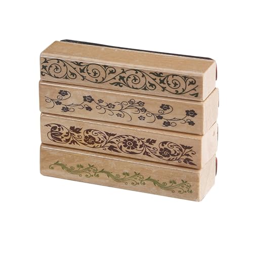 kowaku 4X Holzstempel Randstempel Holzstempel Gummistempel Musterstempel zur Kartengestaltung kowaku 4X Holzstempel Randstempel Holzstempel Gummistempel Musterstempel zur Kartengestaltung von kowaku