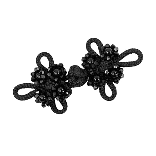 kowaku Chinesische Knoten Froschknopf DIY -Nähen mit Perle für Kleiderschalkleidung, Schwarz von kowaku