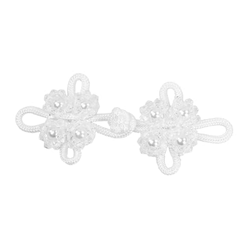 kowaku Chinesische Knoten Froschknopf DIY -Nähen mit Perle für Kleiderschalkleidung, Weiß von kowaku