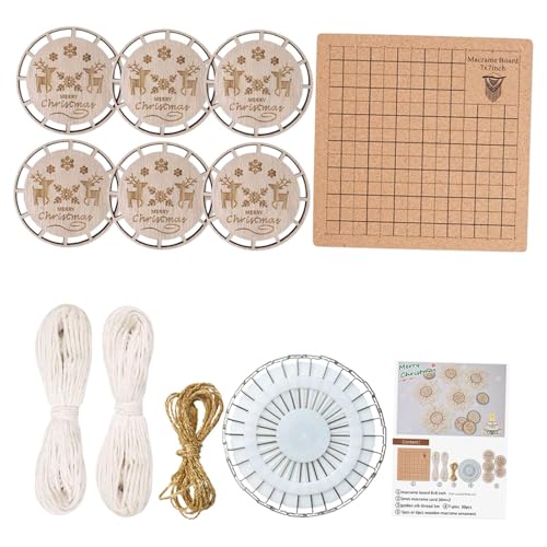 kowaku DIY Basteln Set Holzscheiben Weihnachts -Ornamente 7,5 cm Holzkreise Holzstücke Makrame Kit für Tags Feiertagsanhänger Anhänger, Set C kowaku DIY Basteln Set Holzscheiben Weihnachts -Ornamente 7,5 cm Holzkreise Holzstücke Makrame Kit für Tags Feiertagsanhänger Anhänger, Set C von kowaku