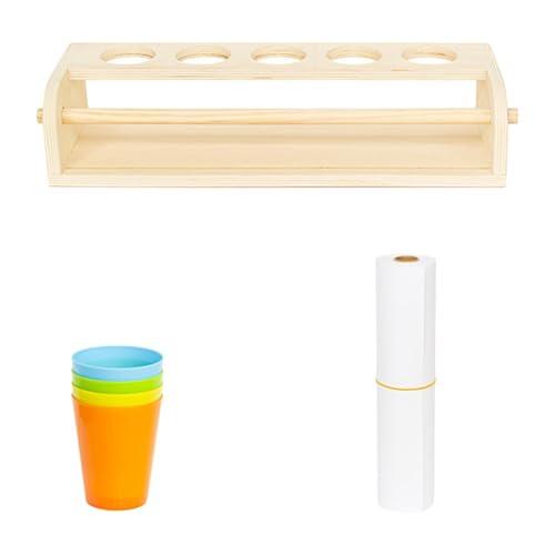 kowaku Desktop -Papierrollenspender mit 30 m Papierrolle und 4 Tassen für Kinderkunstmalereien, Groß von kowaku