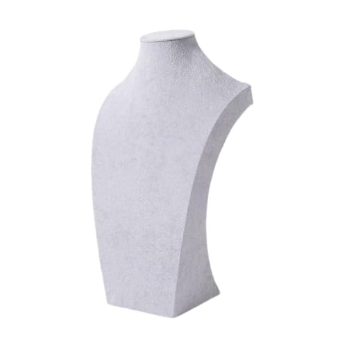 kowaku Halskettenständer, Halsketten-Mannequin-Halter, Ständer, Schmuckdisplay aus Samt, Büste, Anhänger, Ketten-Organizer für Shows, Requisiten, Grau 40cm Höhe von kowaku