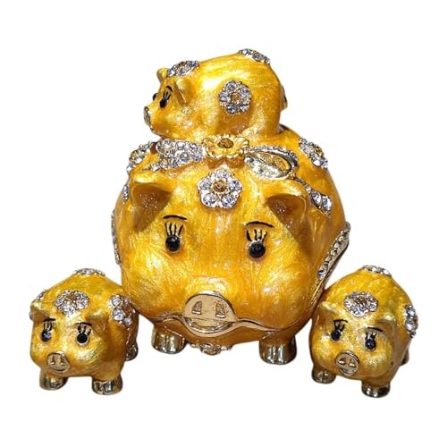 kowaku Trinket Box Keepsake Case Dekorative Schwein Figur Schmuck Organizer Hand bemalte emaillierte Schmuckschatulle für Halskette Kommode, Gold kowaku Trinket Box Keepsake Case Dekorative Schwein Figur Schmuck Organizer Hand bemalte emaillierte Schmuckschatulle für Halskette Kommode, Gold von kowaku