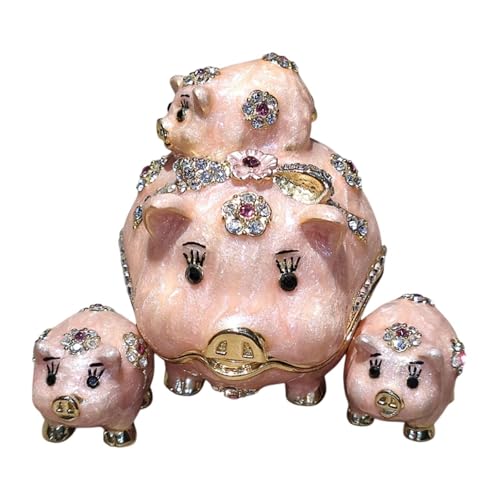 kowaku Trinket Box Keepsake Case Dekorative Schwein Figur Schmuck Organizer Hand bemalte emaillierte Schmuckschatulle für Halskette Kommode, Rosa kowaku Trinket Box Keepsake Case Dekorative Schwein Figur Schmuck Organizer Hand bemalte emaillierte Schmuckschatulle für Halskette Kommode, Rosa von kowaku