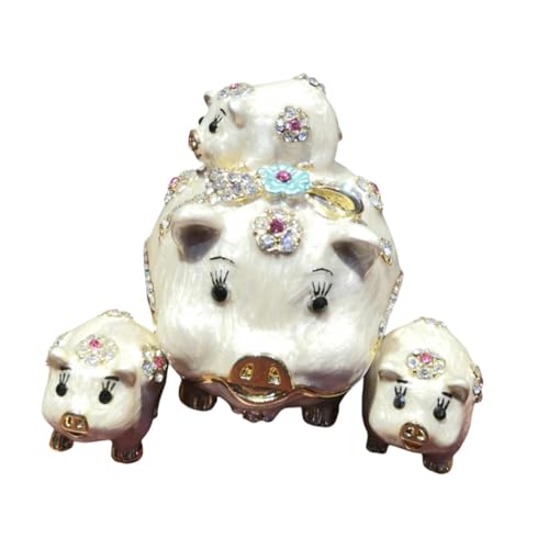 kowaku Trinket Box Keepsake Case Dekorative Schwein Figur Schmuck Organizer Hand bemalte emaillierte Schmuckschatulle für Halskette Kommode, Weiß kowaku Trinket Box Keepsake Case Dekorative Schwein Figur Schmuck Organizer Hand bemalte emaillierte Schmuckschatulle für Halskette Kommode, Weiß von kowaku