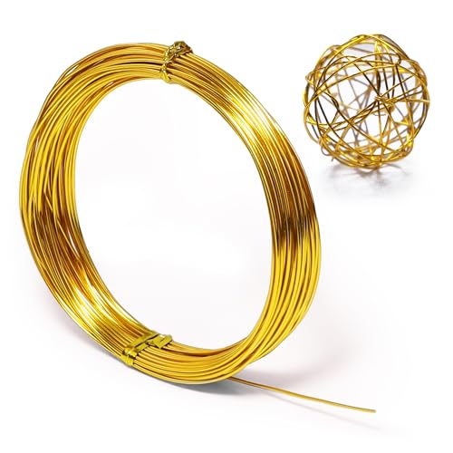 Aluminium-Basteldraht, biegbar, für Schmuckherstellung, Modellierung, Blumen, Kranz, Basteln, Drahtwickeln, Perlendraht, Weihnachtsschmuck (Gold, 18 Gauge) von krastmon