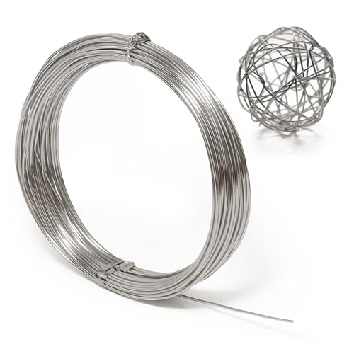 Aluminium-Basteldraht, biegbar, für Schmuckherstellung, Modellierung, Blumen, Kranz, Basteln, Drahtwickeln, Perlendraht, Weihnachtsschmuck (Silber, 18 Gauge) von krastmon