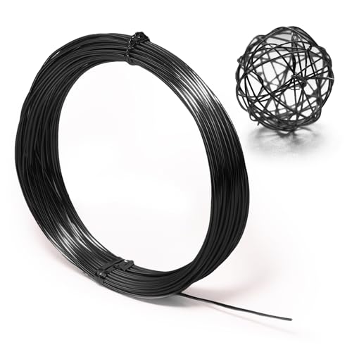 Aluminium-Basteldraht, biegbar, für Schmuckherstellung, Modellierung, Blumen, Kranz, Basteln, Drahtwickeln, Perlendraht, Weihnachtsschmuck (schwarz, 18 Gauge) von krastmon