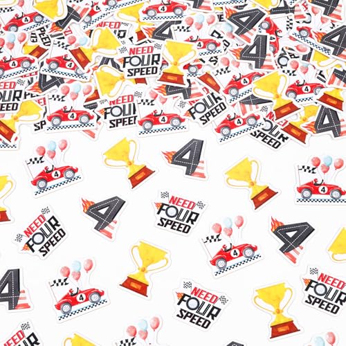 kreat4joy 200 Stück Geburtstagsdekorationen für Jungen, Konfetti, Rennwagen, 4. Geburtstag, Party-Tischdekoration, doppelseitiger Druck, benötigt vier Geschwindigkeiten, Tischkonfetti für 4 Jahre alte kreat4joy 200 Stück Geburtstagsdekorationen für Jungen, Konfetti, Rennwagen, 4. Geburtstag, Party-Tischdekoration, doppelseitiger Druck, benötigt vier Geschwindigkeiten, Tischkonfetti für 4 Jahre alte von kreat4joy