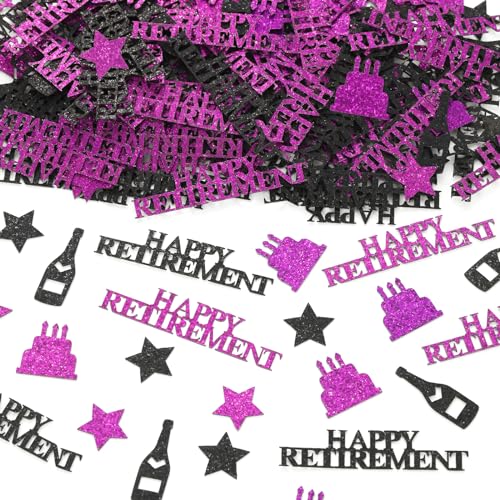 kreat4joy 200 Stück Happy Retirement Dekorationen Konfetti, Glitzer Ruhestand Tischdekorationen für Frauen, Lila Schwarz Abschied Dekorationen Party Konfetti für Ruhestand Tisch Party Dekorationen kreat4joy 200 Stück Happy Retirement Dekorationen Konfetti, Glitzer Ruhestand Tischdekorationen für Frauen, Lila Schwarz Abschied Dekorationen Party Konfetti für Ruhestand Tisch Party Dekorationen von kreat4joy