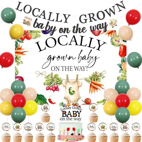 kreat4joy Bauernmarkt Babyparty-Dekoration, lokal gewachsenes Baby auf dem Weg Hintergrund Banner Kuchen Cupcake Topper Latexballon für Gemüse Obst Geschlecht Enthüllung Party Dekoration kreat4joy Bauernmarkt Babyparty-Dekoration, lokal gewachsenes Baby auf dem Weg Hintergrund Banner Kuchen Cupcake Topper Latexballon für Gemüse Obst Geschlecht Enthüllung Party Dekoration von kreat4joy