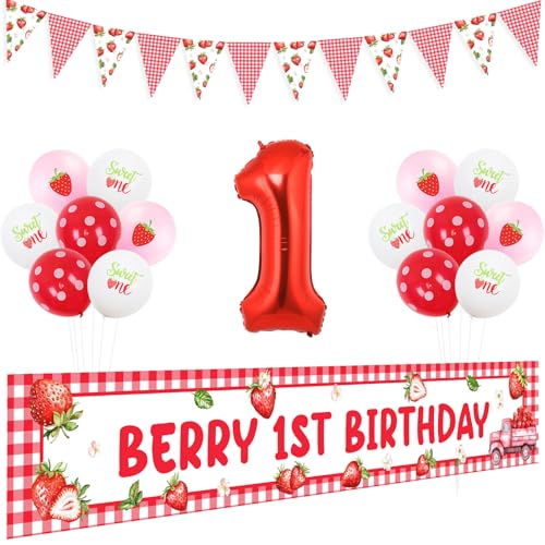 kreat4joy Berry First Birthday Decorations, Strawberry Berry 1st Birthday Backdrop Large Strawberry Balloons Number 1 Foil Balloon for Girls Sweet One Fruit Strawberry 1st Birthday Party kreat4joy Berry First Birthday Decorations, Strawberry Berry 1st Birthday Backdrop Large Strawberry Balloons Number 1 Foil Balloon for Girls Sweet One Fruit Strawberry 1st Birthday Party von kreat4joy