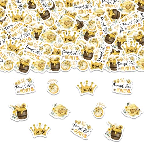 kreat4joy Biene Brautdusche Dekoration, 200pcs She Found Her Honey Dekoration Tischkonfetti Doppelseitiger Druck 5 Arten Tischstreuung für Braut zu Bachelorette Verlobung Hochzeit Party von kreat4joy