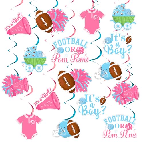 kreat4joy Fußball Geschlecht offenbaren Dekoration, 24 Stück Fußball oder Pom Poms Hängende Wirbel Rosa Blau Touchdown oder Tutus Doppelseitiger Druck Decke Dampfer für Sport It's a Girl Boy Baby kreat4joy Fußball Geschlecht offenbaren Dekoration, 24 Stück Fußball oder Pom Poms Hängende Wirbel Rosa Blau Touchdown oder Tutus Doppelseitiger Druck Decke Dampfer für Sport It's a Girl Boy Baby von kreat4joy