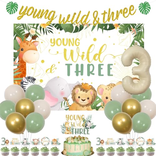 kreat4joy Jungle Wild und drei Dekorationen, Dschungelsafari 3. Geburtstag Dekorationen Hintergrund Banner Dschungel Tier Kuchen Cupcake Toppers Nummer 3 Folienballon für Jungen 3. Geburtstag Dekor kreat4joy Jungle Wild und drei Dekorationen, Dschungelsafari 3. Geburtstag Dekorationen Hintergrund Banner Dschungel Tier Kuchen Cupcake Toppers Nummer 3 Folienballon für Jungen 3. Geburtstag Dekor von kreat4joy