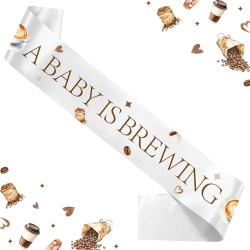 kreat4joy Kaffee Babyparty Dekoration, A Baby Is Brewing Schärpe Something Sweet Baby Is Brewing Schärpe für Kaffee Babyparty Geschlecht Enthüllung Dekoration von kreat4joy