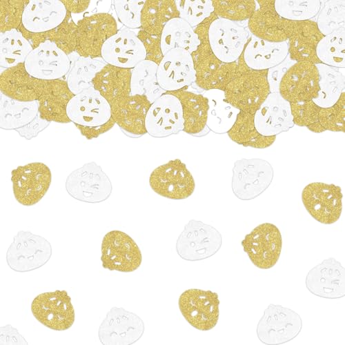 kreat4joy Knödel-Party-Dekoration, 200 Stück, Knödel-Thema, Tischkonfetti, goldfarben, weiß, Glitzerpapier, 4 Arten, Tischstreuung für chinesische Lebensmittel, Thema, 1. Geburtstag, Babyparty kreat4joy Knödel-Party-Dekoration, 200 Stück, Knödel-Thema, Tischkonfetti, goldfarben, weiß, Glitzerpapier, 4 Arten, Tischstreuung für chinesische Lebensmittel, Thema, 1. Geburtstag, Babyparty von kreat4joy