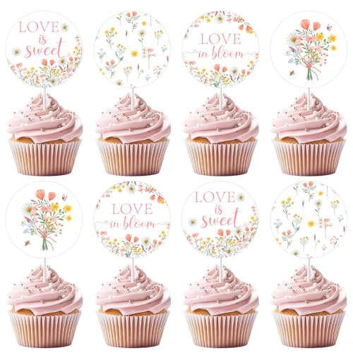 kreat4joy Love Is In Bloom Brautparty-Dekorationen, 36 Stück, florales Wildblumen-Thema, Brautparty-Dekorationen, Cupcake-Topper für Frauen, Mädchen, Junggesellinnenabschied, Hochzeit, Verlobung kreat4joy Love Is In Bloom Brautparty-Dekorationen, 36 Stück, florales Wildblumen-Thema, Brautparty-Dekorationen, Cupcake-Topper für Frauen, Mädchen, Junggesellinnenabschied, Hochzeit, Verlobung von kreat4joy
